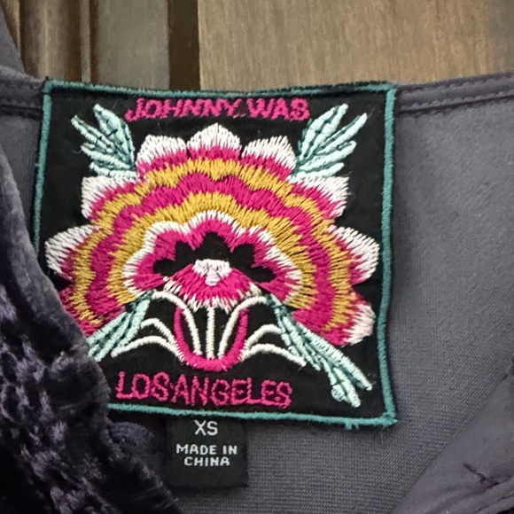 Johnny Was Black Velvet Tunic with Purple Embroidery - Picture 2 of 6